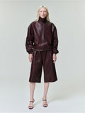 Womens Leather Track Jacket