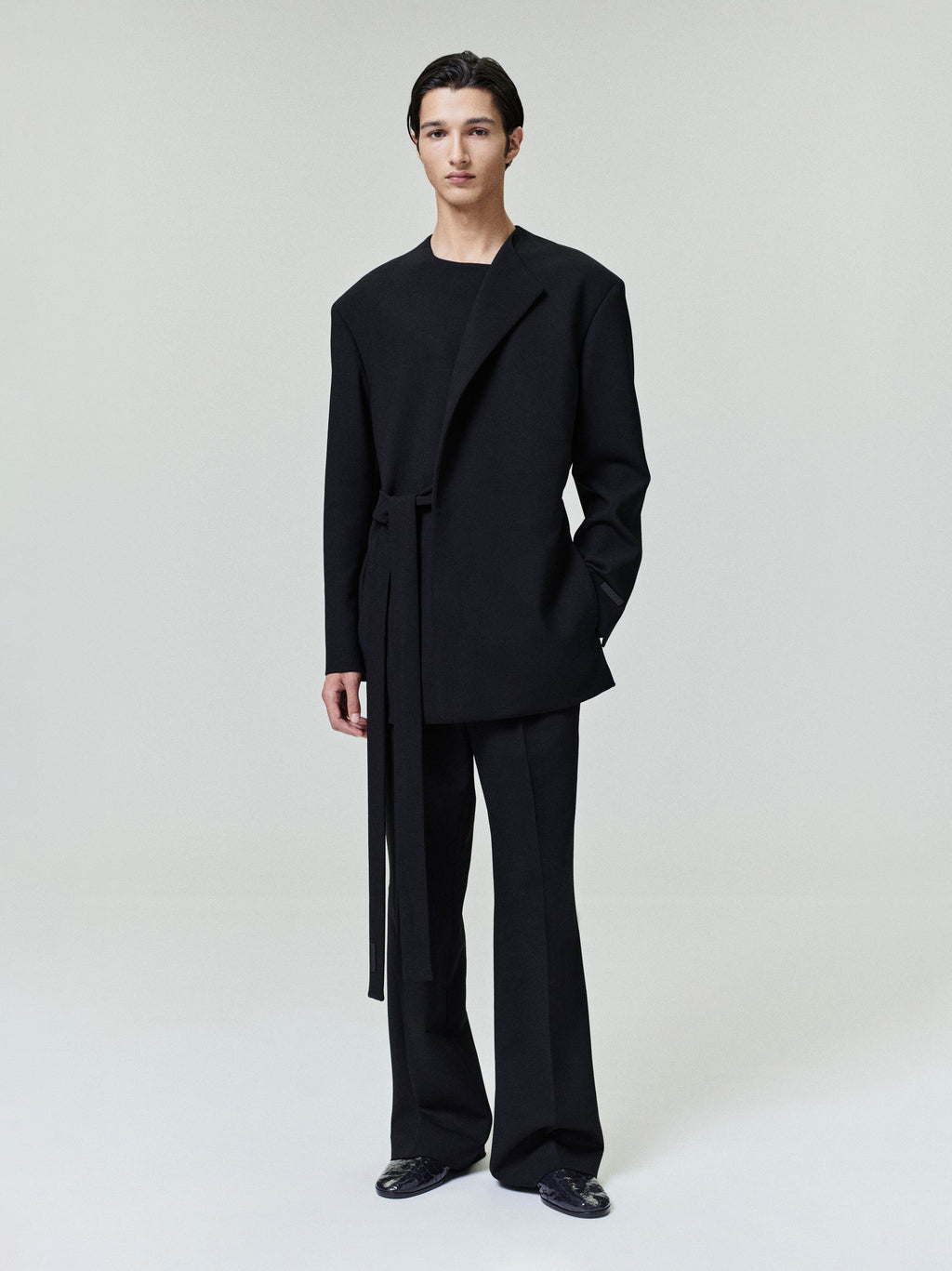 Double Weave Wool Crewneck Jacket